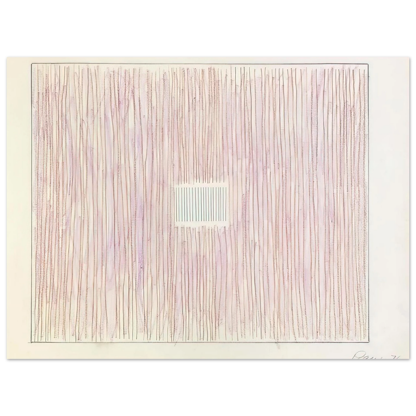 Gene Davis - Untitled Pink Stripes-Gray Box - 1976 Fine Art Poster - Default Title