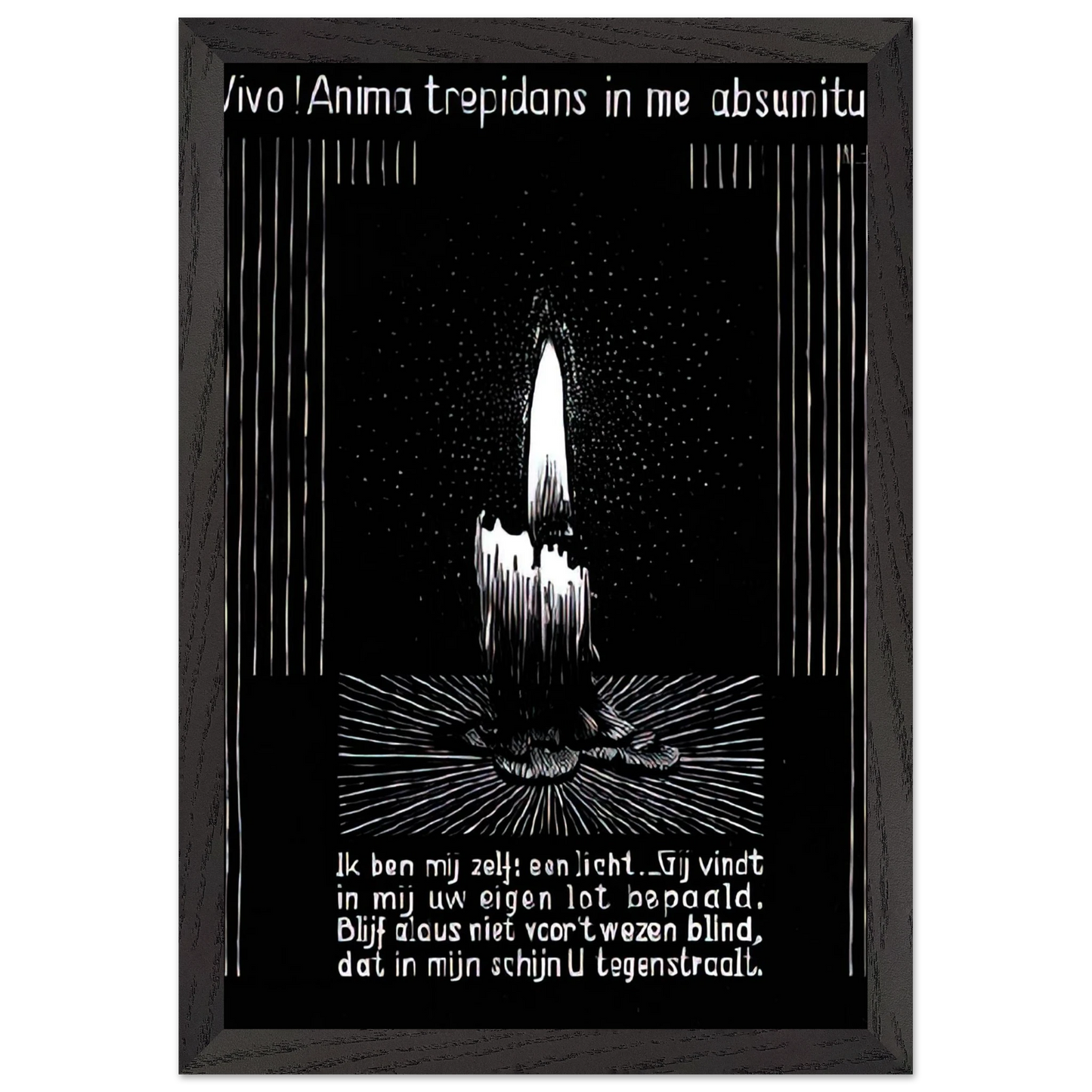 MC Escher - EMBLEMATA CANDLE FLAME Wall Art - 30x40 cm / 12x16 inches - Premium Wooden Framed Poster With Fine Art Paper - White frame