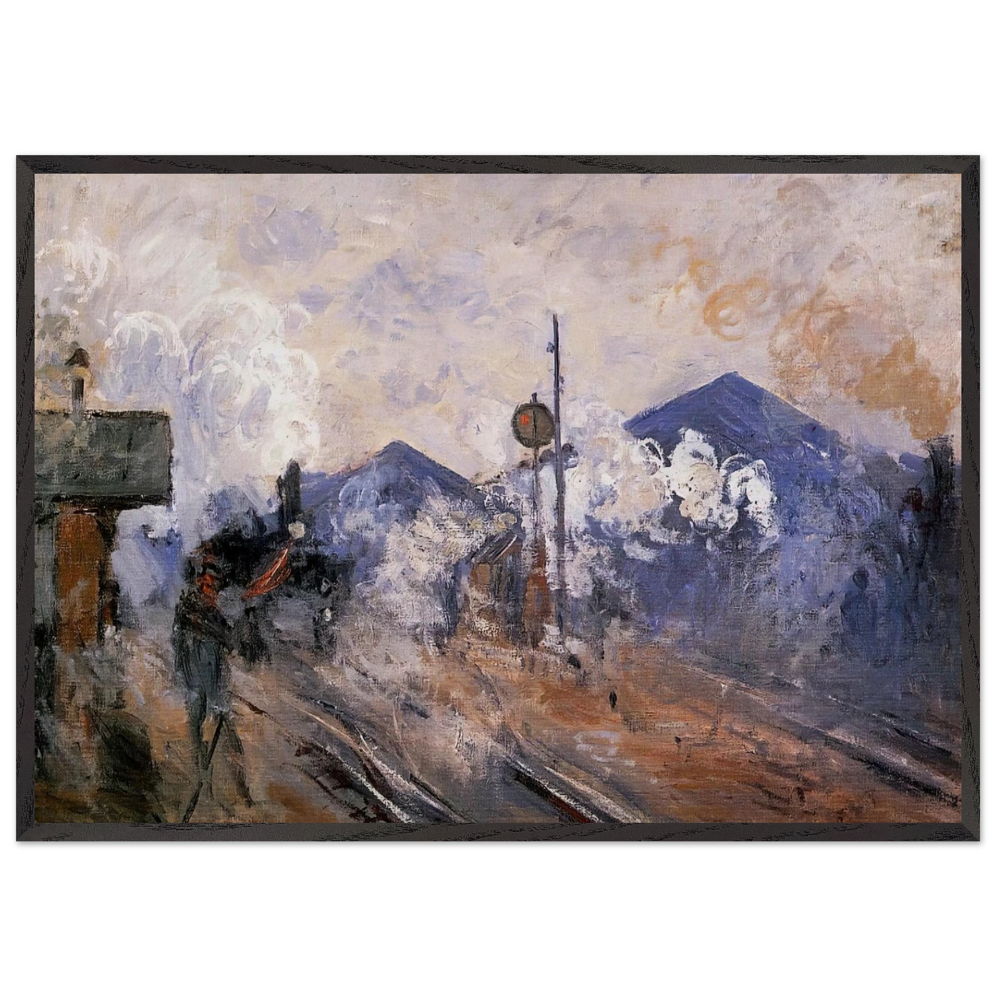 Saint-Lazare Station Track Coming out - claude monet Framed Art Print – Black Wooden Frame - Default Title - -Framed Art Print