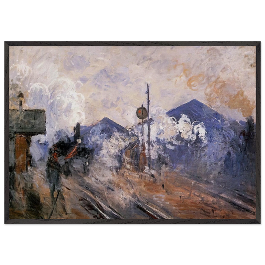 Saint-Lazare Station Track Coming out - claude monet Framed Art Print – Black Wooden Frame - Default Title - -Framed Art Print