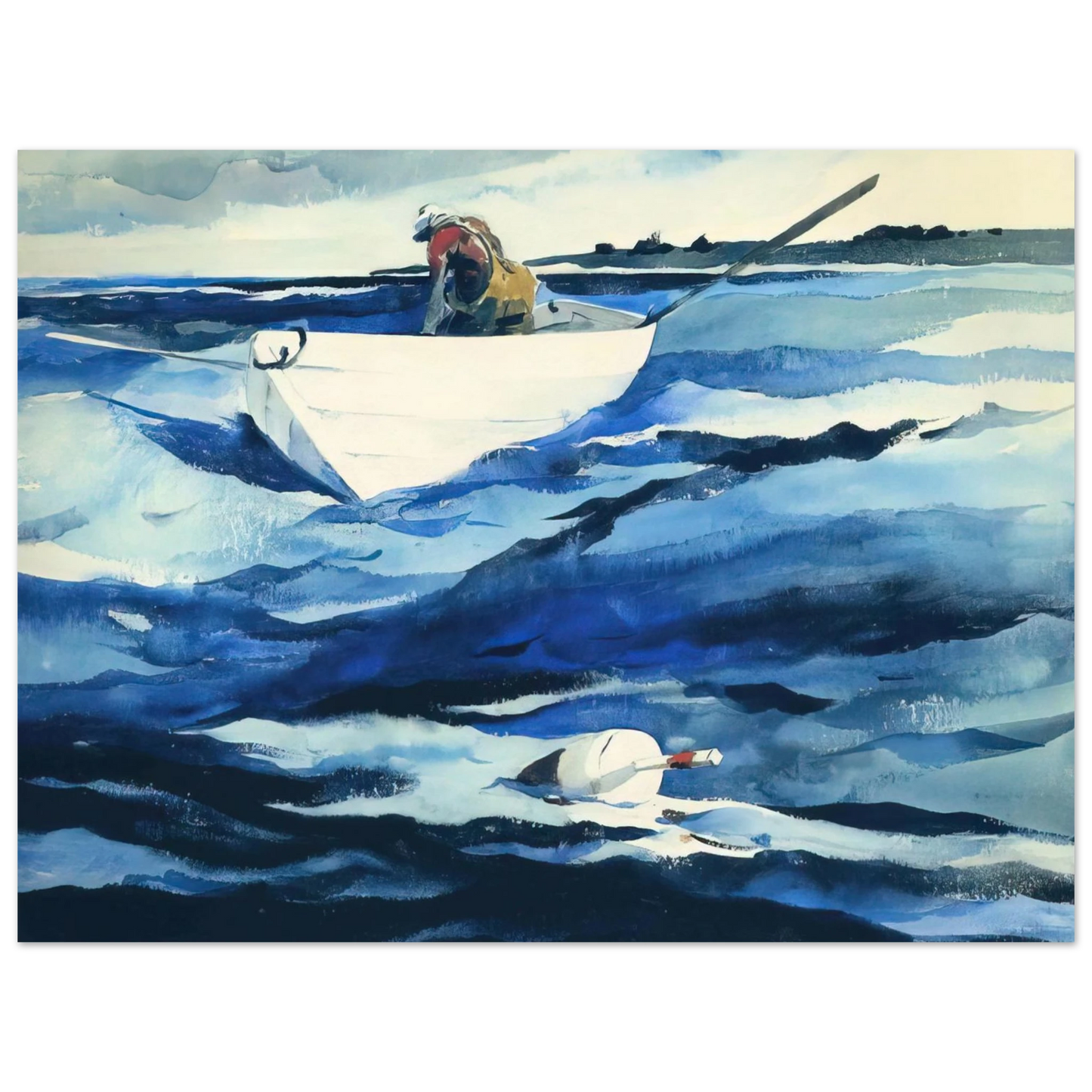 Andrew Wyeth - THE LOBSTERMAN Wall Art - 60x80 cm / 24x32 inches - Premium Wooden Framed Poster With Fine Art Paper - Black frame