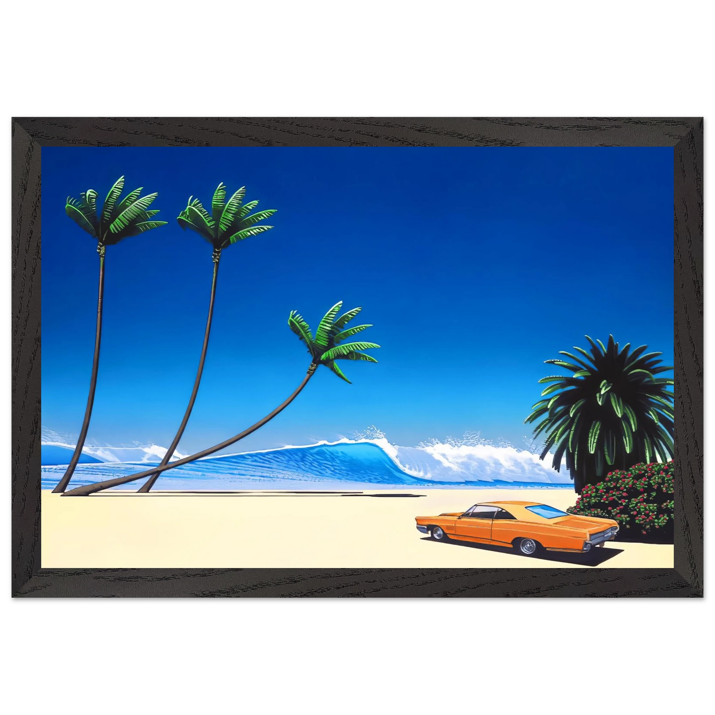 Hiroshi Nagai - Impender Beach Wall Art - 60x80 cm / 24x32 inches - Premium Wooden Framed Poster With Fine Art Paper - White frame