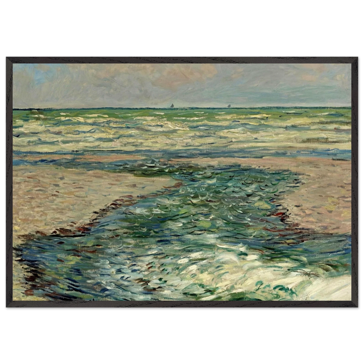 The Seacoast of Pourville Low Tide - claude monet 70x100 cm / 28x40 inches Framed Art Print – Black Wooden Frame