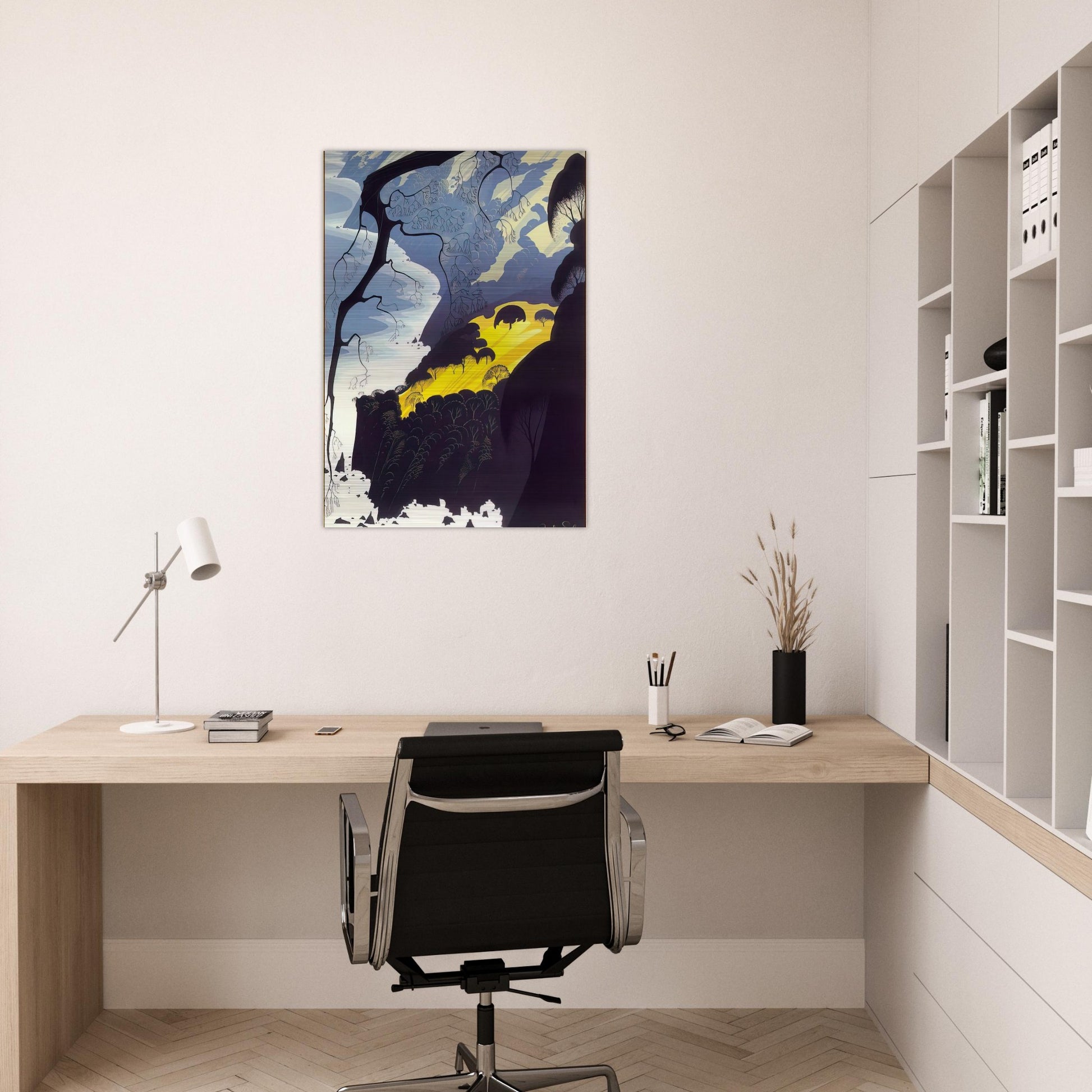 Carmel Highlands - Eyvind Earle Brushed Aluminum Print - 70x100 cm / 28x40 inches | Eyvind Earle Aluminum Print | Eyvind Earle Prints