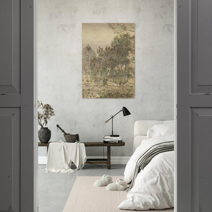 Pine Trees near the Wall of the Asylum - Vincent van Gogh Brushed Aluminum Print - 70x100 cm / 28x40 inches | Vincent van Gogh Aluminum Print | Vincent van Gogh Prints
