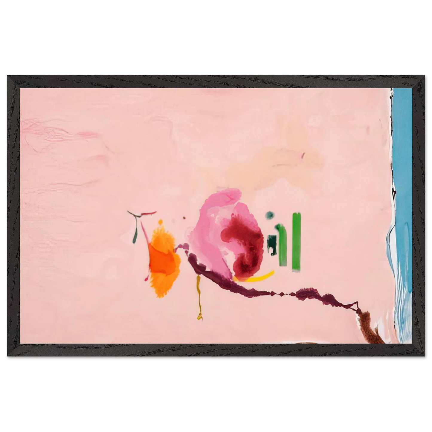 Helen Frankenthaler - Flirt - 1995 Wall art - 27x35 cm / 11x14 inches - Premium Wooden Framed Poster With Fine Art Paper - Black frame
