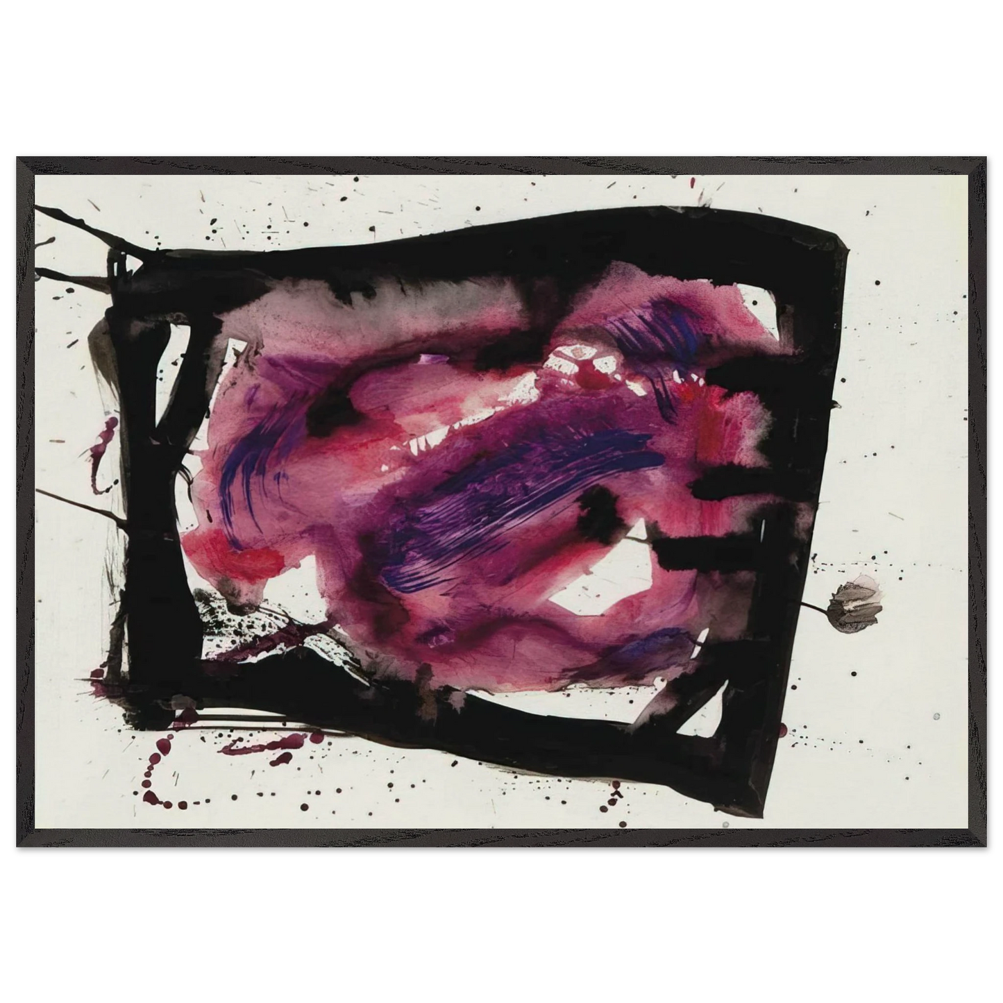 Untitled  SF72-1009  - Sam Francis Framed Art Print – Black Wooden Frame - Default Title - -Framed Art Print