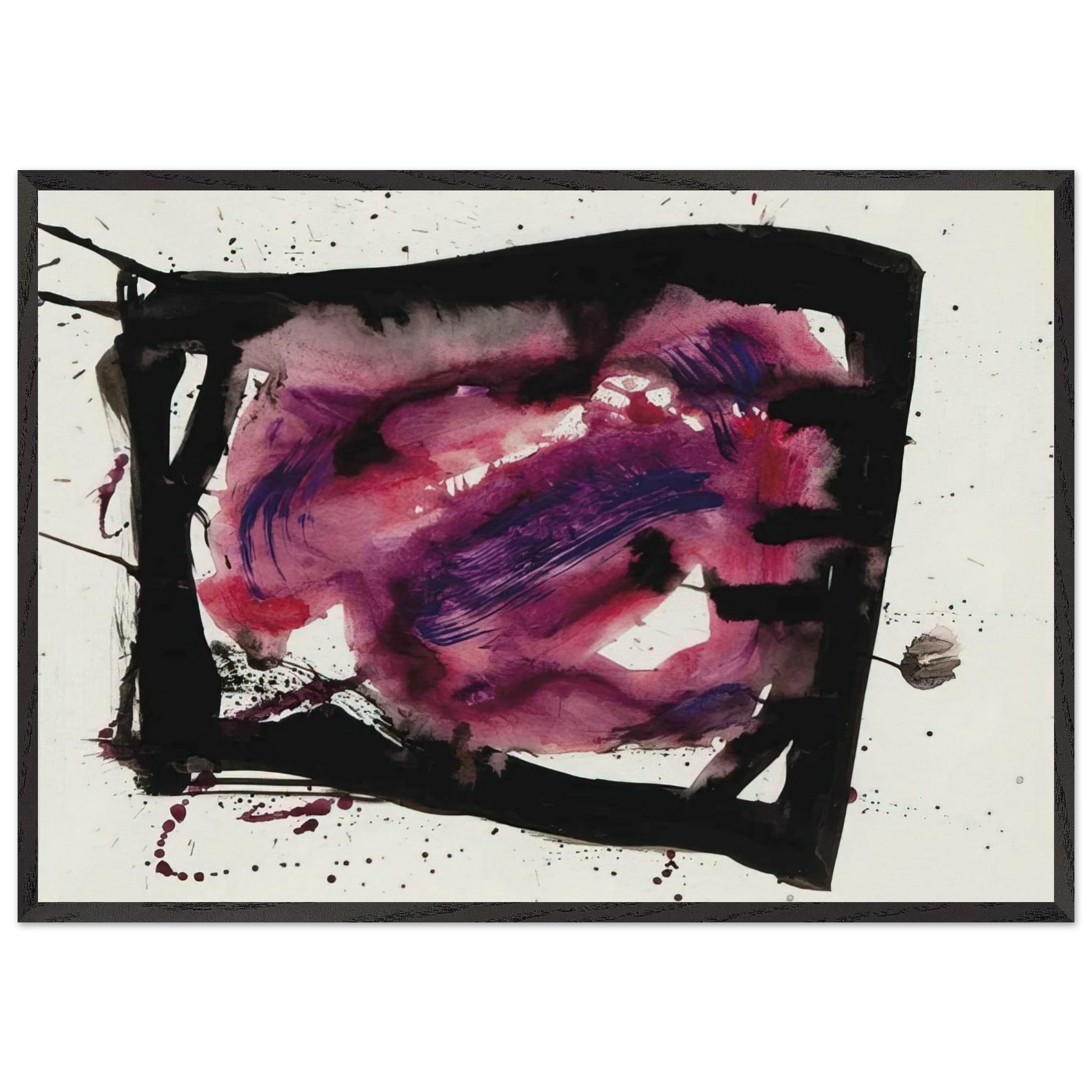 Untitled  SF72-1009  - Sam Francis Framed Art Print – Black Wooden Frame - Default Title - -Framed Art Print