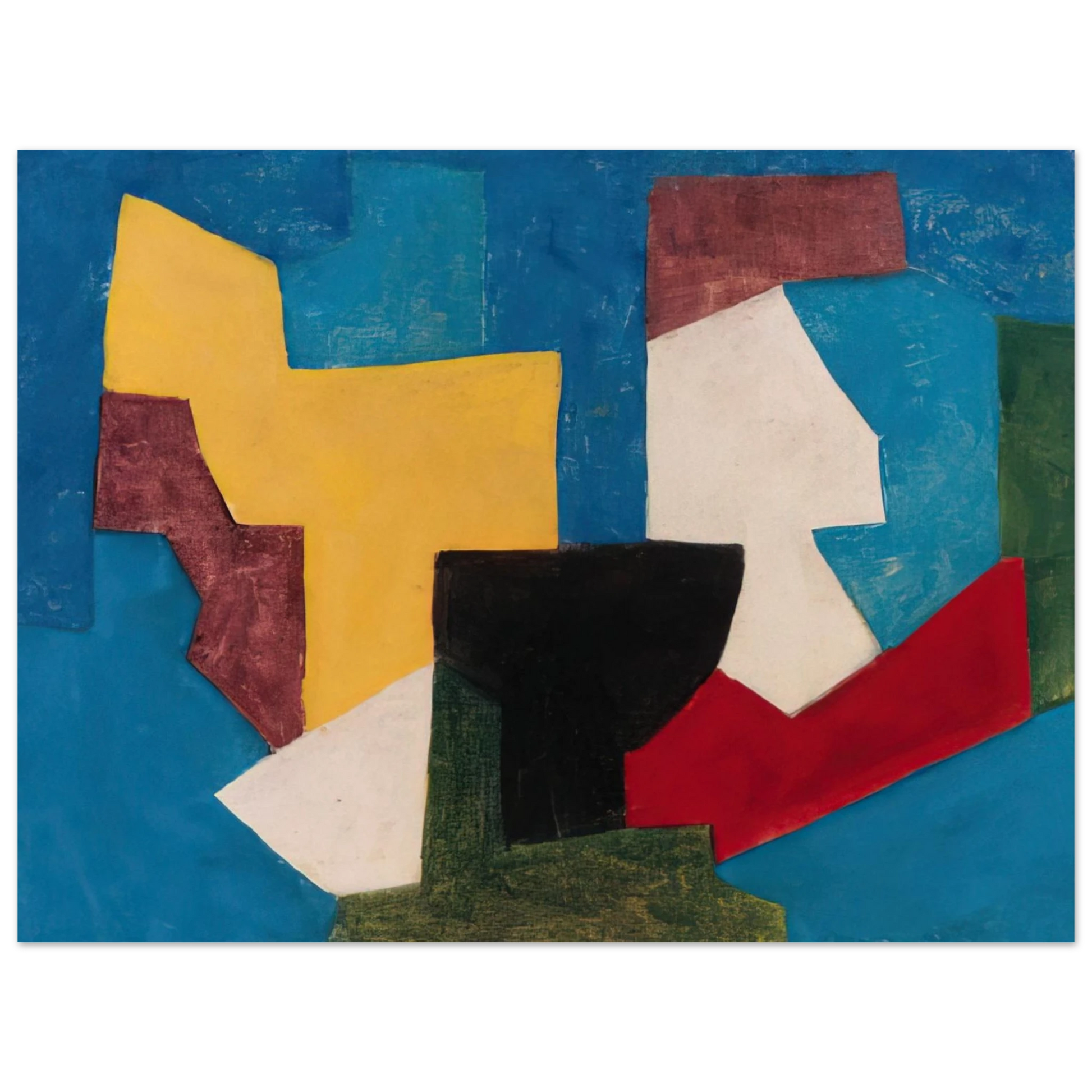 Serge Poliakoff - Composition multicolore à dominante bleue - 1969 Fine Art Poster - Default Title