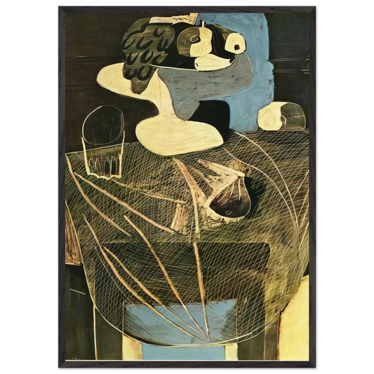 Still life with fishing net - Pablo Picasso Framed Art Print – Black Wooden Frame - Default Title - -Framed Art Print