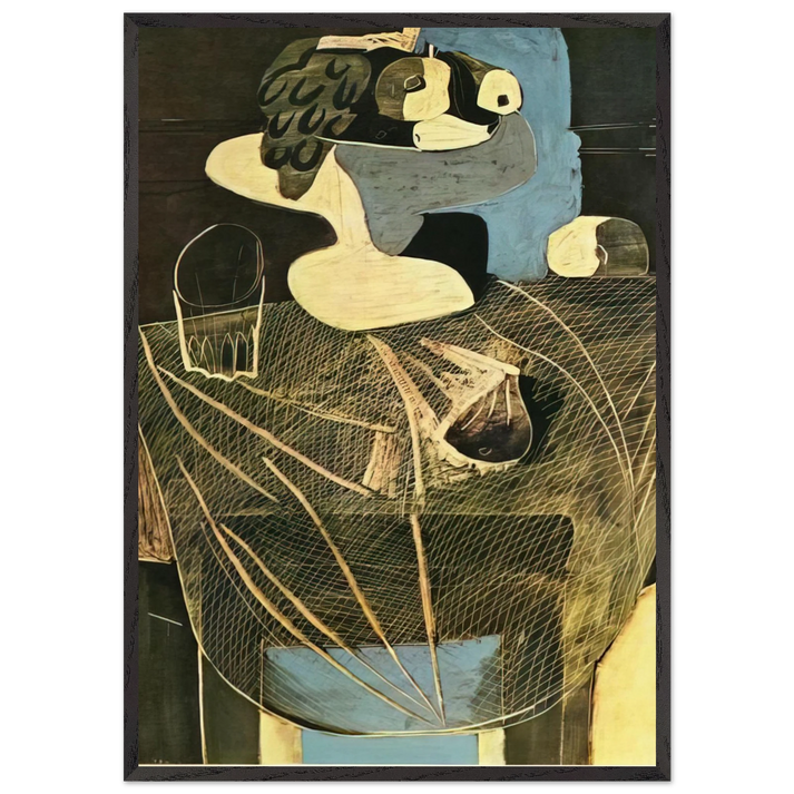 Still life with fishing net - Pablo Picasso 70x100 cm / 28x40 inches Framed Art Print – Black Wooden Frame