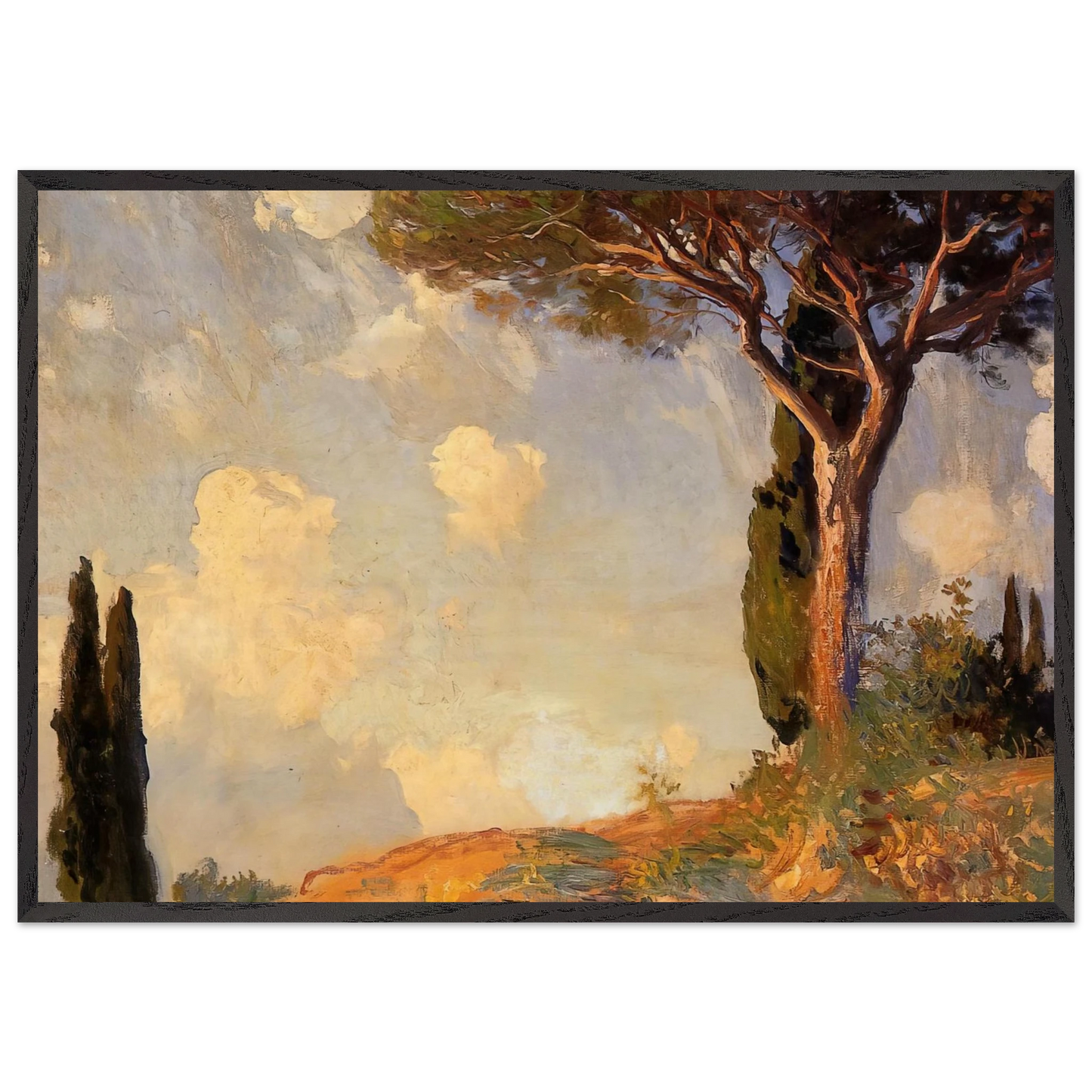 A Landscape Study at San Vigilio Lake of Garda - John Singer Sargent Framed Art Print – Black Wooden Frame - Default Title - -Framed Art Print