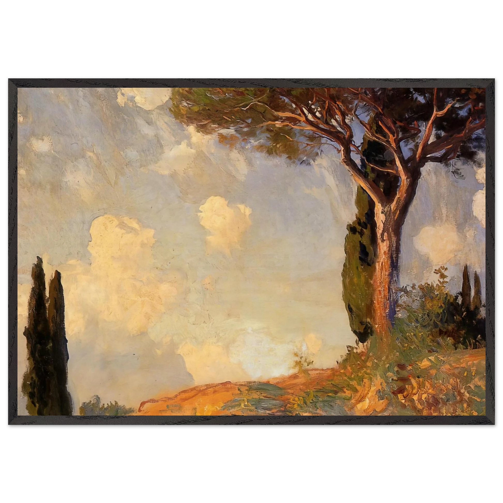 A Landscape Study at San Vigilio Lake of Garda - John Singer Sargent Framed Art Print – Black Wooden Frame - Default Title - -Framed Art Print