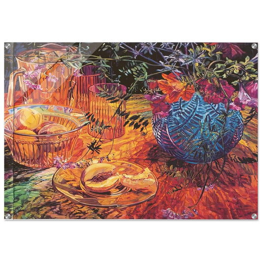 CUT PEACH BLUE VASE 1993 - Janet Fish Acrylic Print - 70x100 cm / 28x40″ inches