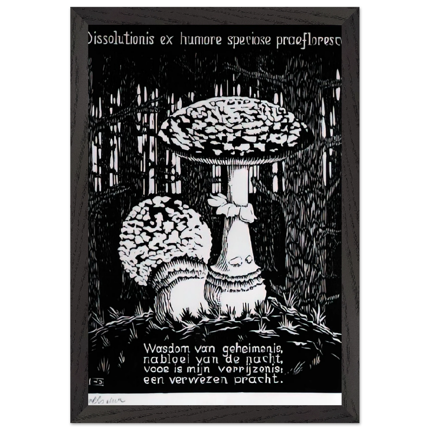 MC Escher - EMBLEMATA TOADSTOOL Wall Art - 30x40 cm / 12x16 inches - Premium Wooden Framed Poster With Fine Art Paper - Wood frame