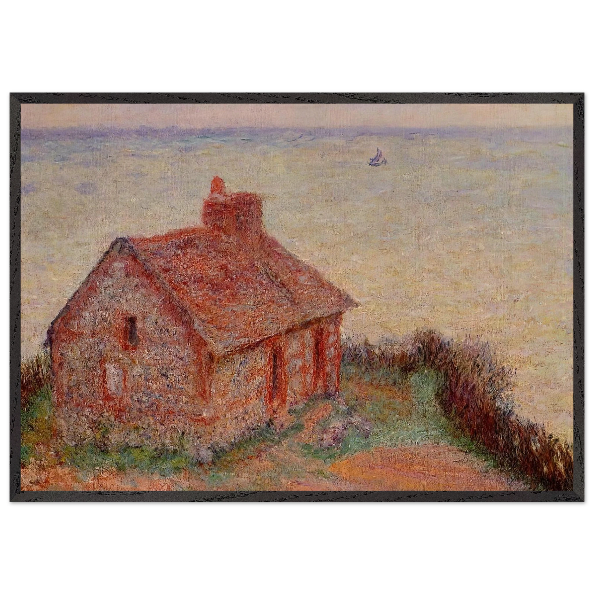 Customs House Rose Effect - claude monet Framed Art Print – Black Wooden Frame - Default Title - -Framed Art Print