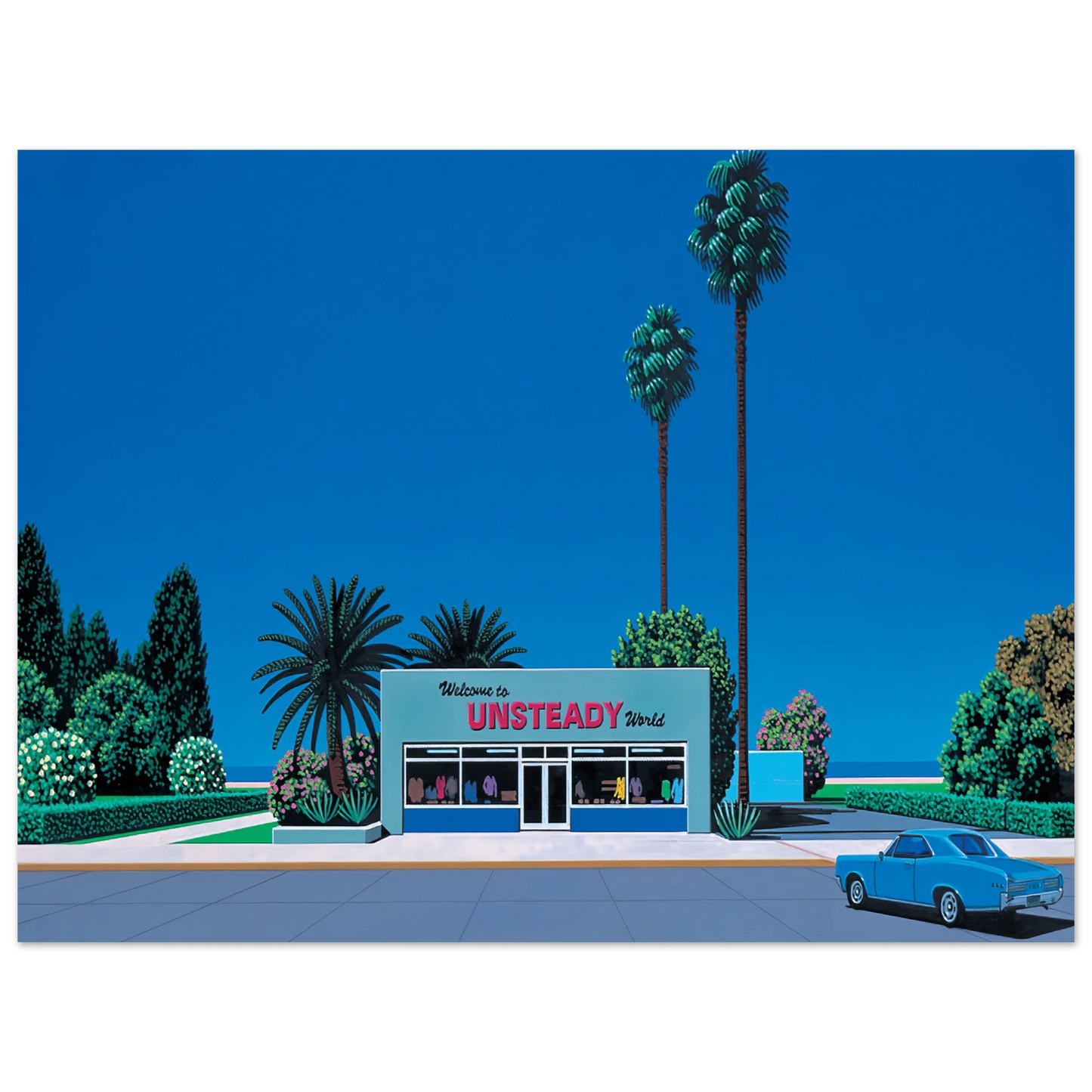 Hiroshi Nagai - Unsteady World Wall Art - 60x80 cm / 24x32 inches - Premium Wooden Framed Poster With Fine Art Paper - White frame