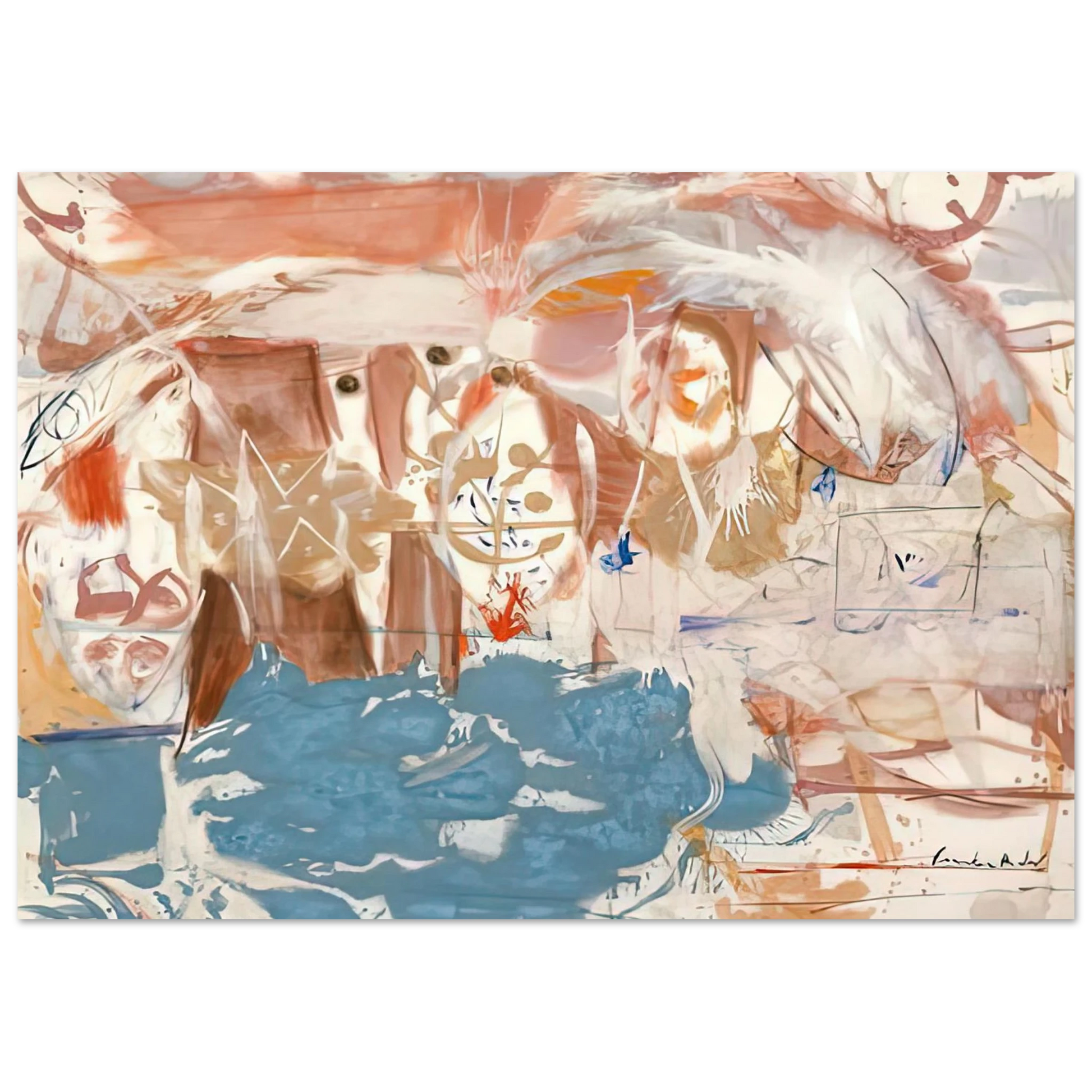 Helen Frankenthaler - Dawn After the Storm, 1957- Wall Art - 21x29.7 cm / 8x12" - Premium Wooden Framed Poster With Fine Art Paper - Wood frame