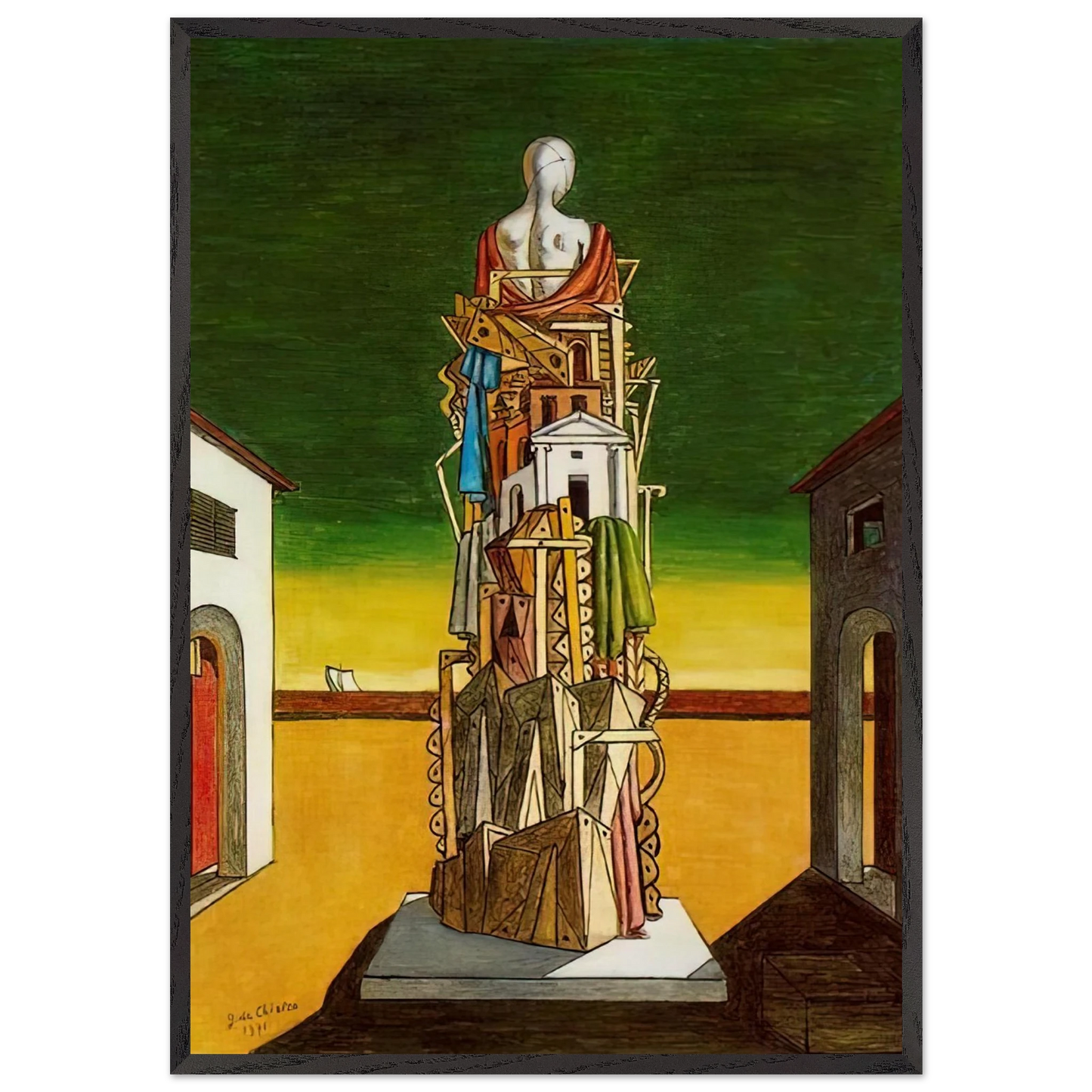 THE GREAT METAPHYSICIAN 1971 - Giorgio de Chirico Framed Art Print – Black Wooden Frame - Default Title - -Framed Art Print