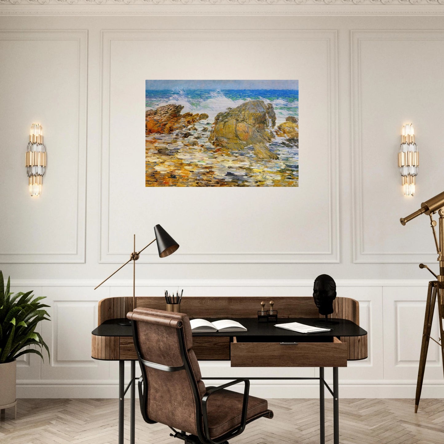 Surf, Appledore - Childe Hassam Brushed Aluminum Print - 70x100 cm / 28x40 inches | Childe Hassam Aluminum Print | Childe Hassam Prints