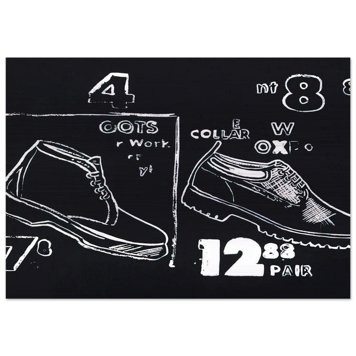 Work Boots - Andy Warhol Brushed Aluminum Print - 70x100 cm / 28x40 inches | Andy Warhol Aluminum Print | Andy Warhol Prints