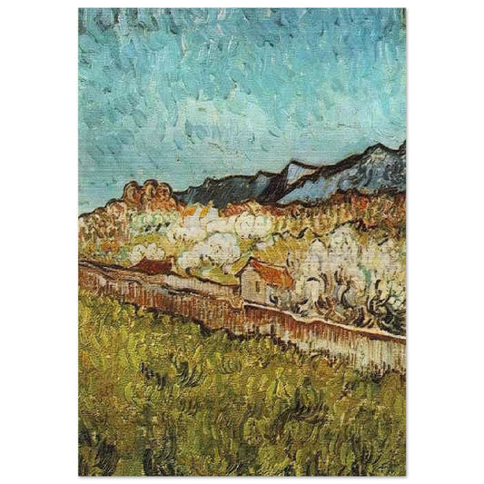 At the Foot of the Mountains - Vincent van Gogh Brushed Aluminum Print - 70x100 cm / 28x40 inches | Vincent van Gogh Aluminum Print | Vincent van Gogh Prints