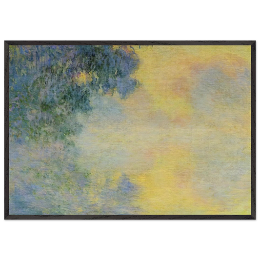 Misty Morning on the Seine Sunrise - claude monet 70x100 cm / 28x40 inches Framed Art Print – Black Wooden Frame