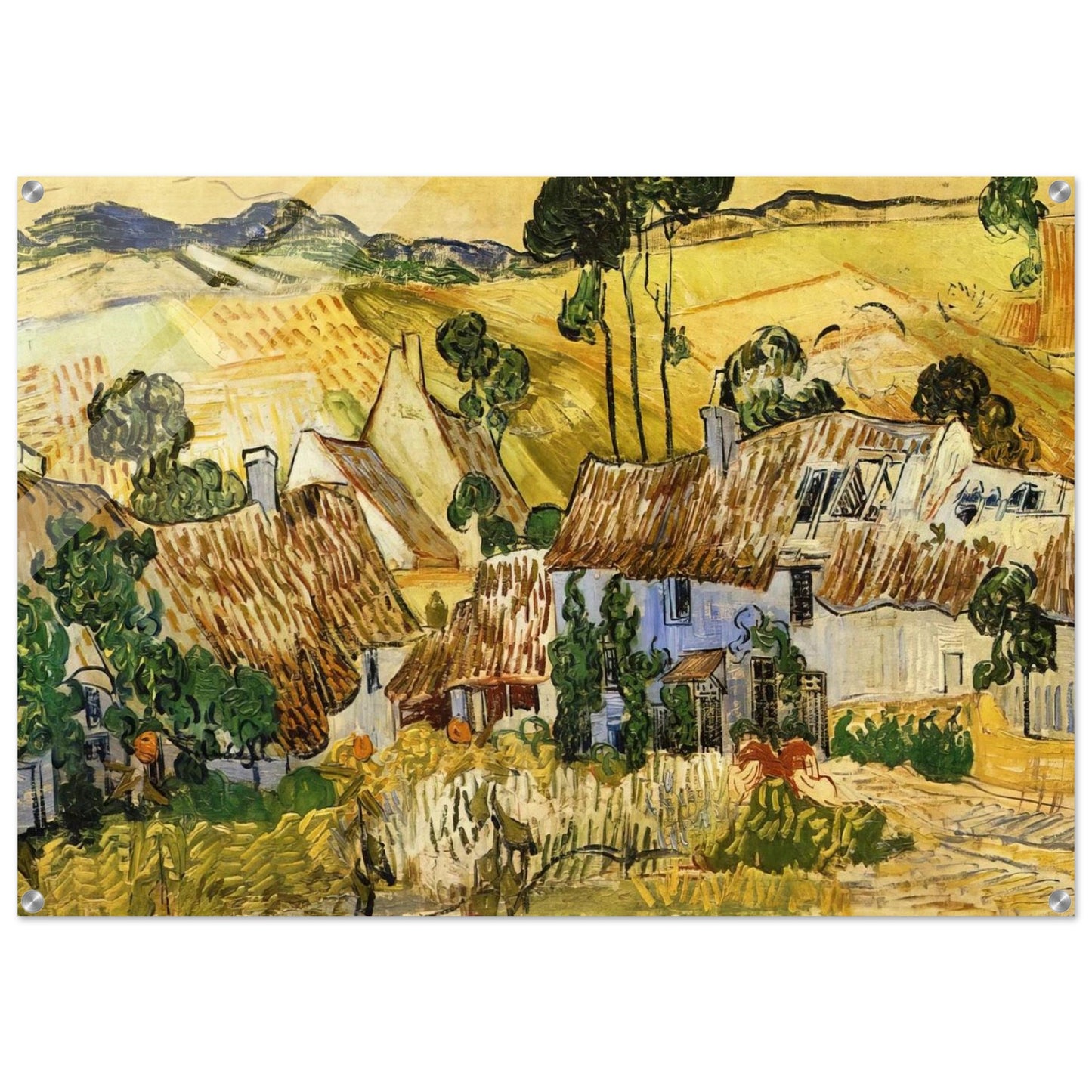 Thatched Houses against a Hill - Vincent van Gogh Acrylic Print - 70x100 cm / 28x40″ inches | Vincent van Gogh Wall Art | Vincent van Gogh Prints