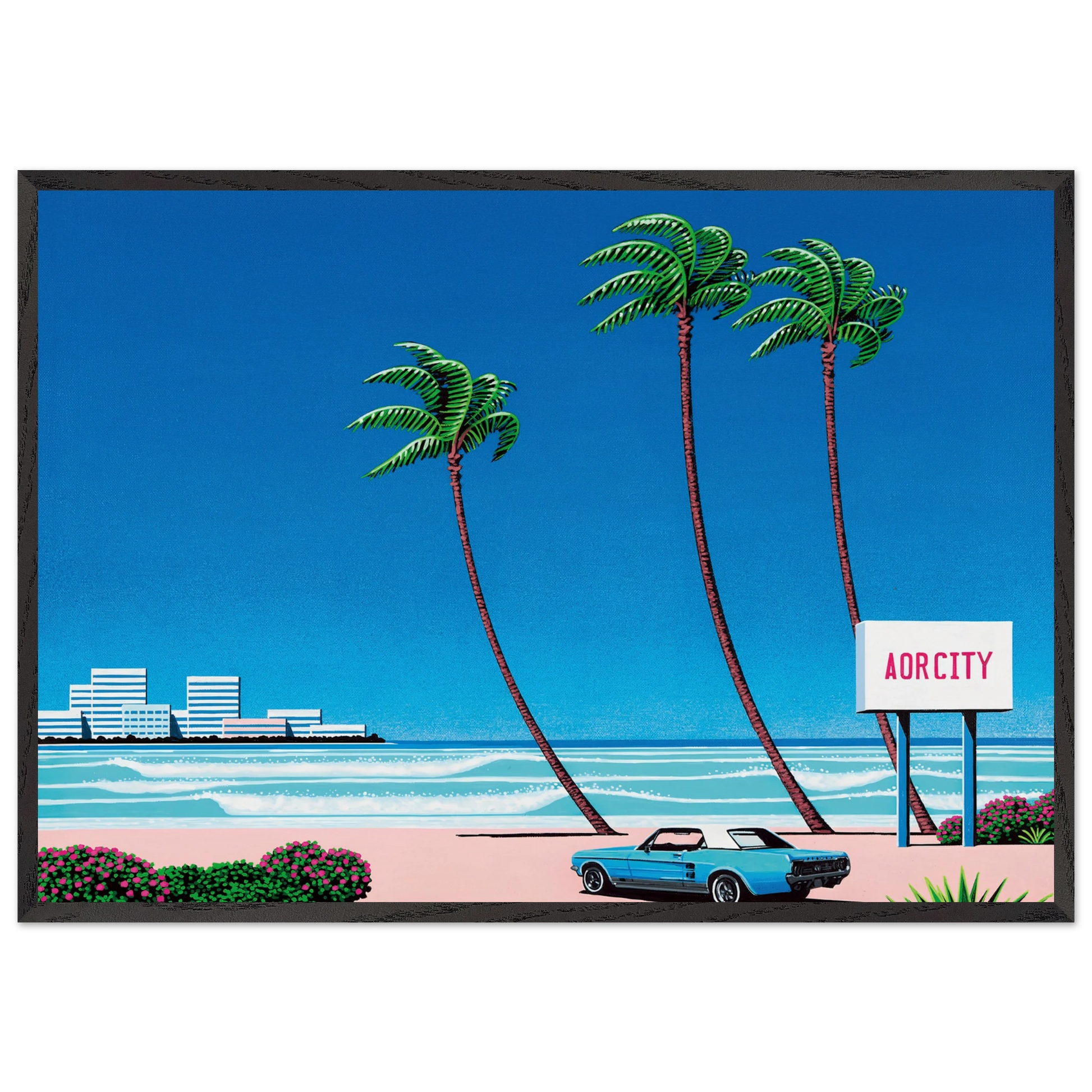Light Mellow Sealine N2 - Hiroshi Nagai Framed Art Print – Black Wooden Frame - Default Title - -Framed Art Print