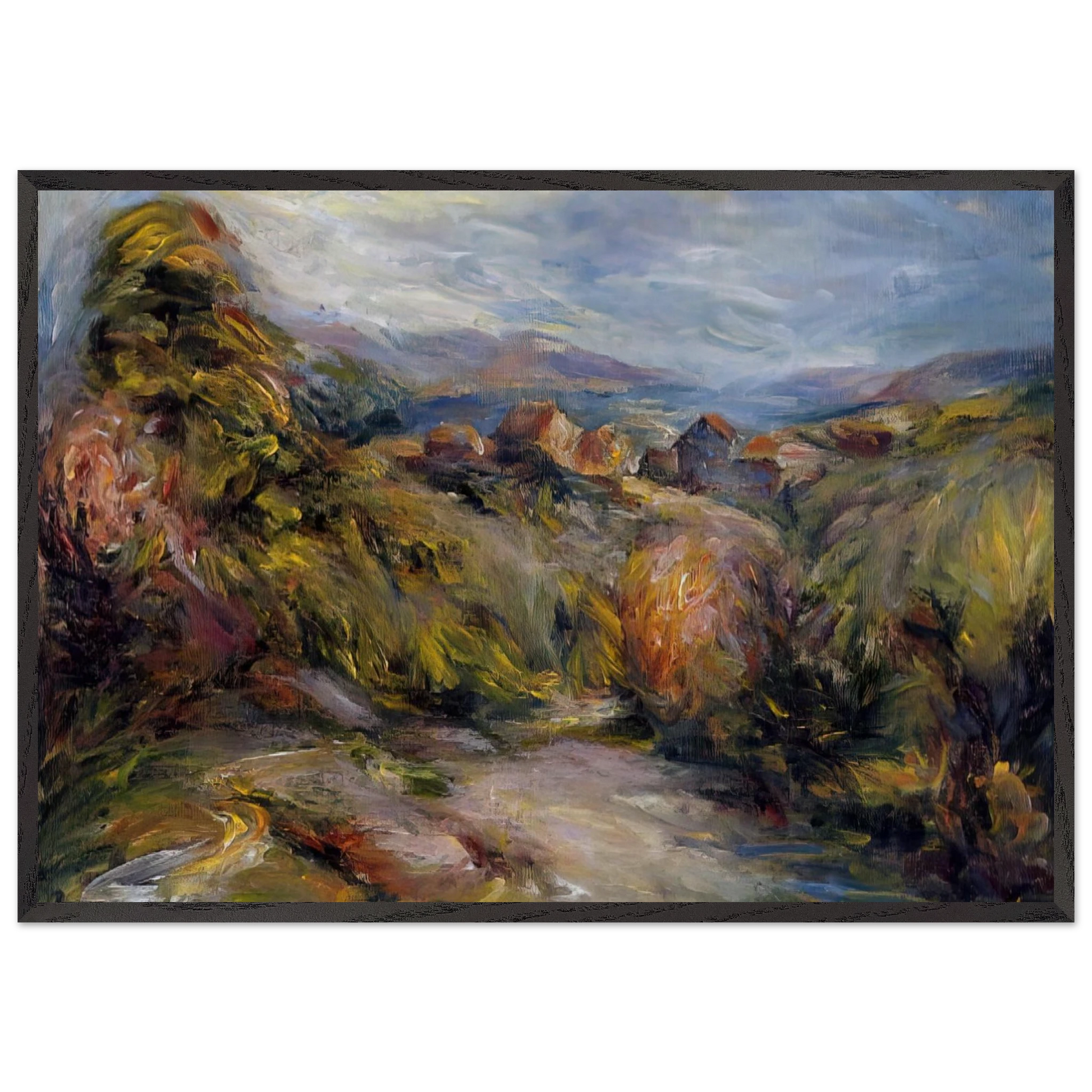 The Hills of Cagnes - Pierre-Auguste Renoir Framed Art Print – Black Wooden Frame - Default Title - -Framed Art Print