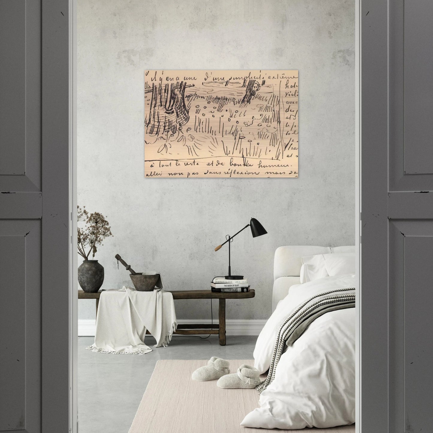 Field of Grass with Dandelions and Tree Trunks - Vincent van Gogh Brushed Aluminum Print - 70x100 cm / 28x40 inches | Vincent van Gogh Aluminum Print | Vincent van Gogh Prints