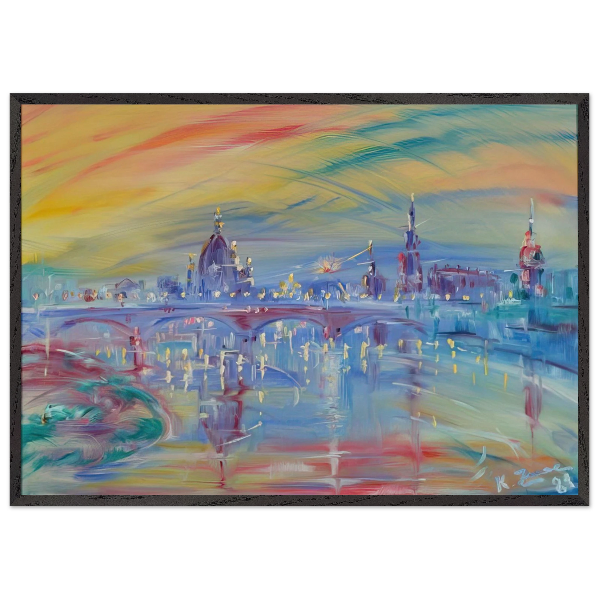 View of Rome and the Tiber - Konrad Zuse Framed Art Print – Black Wooden Frame - Default Title - -Framed Art Print