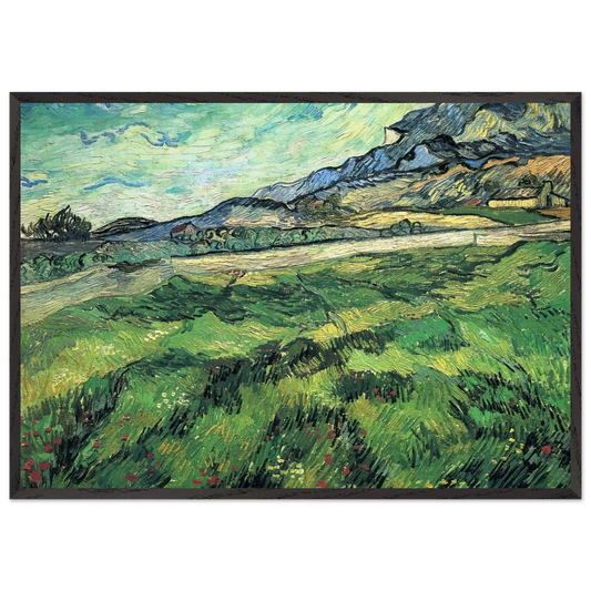 The Green Wheatfield behind the Asylum - Vincent van Gogh 70x100 cm / 28x40 inches Framed Art Print – Black Wooden Frame
