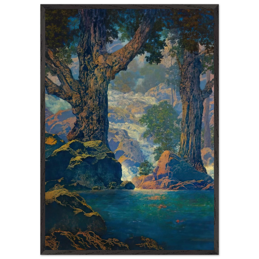 Cascades Quiet Solitude - Maxfield Parrish Framed Art Print – Black Wooden Frame - Default Title - -Framed Art Print