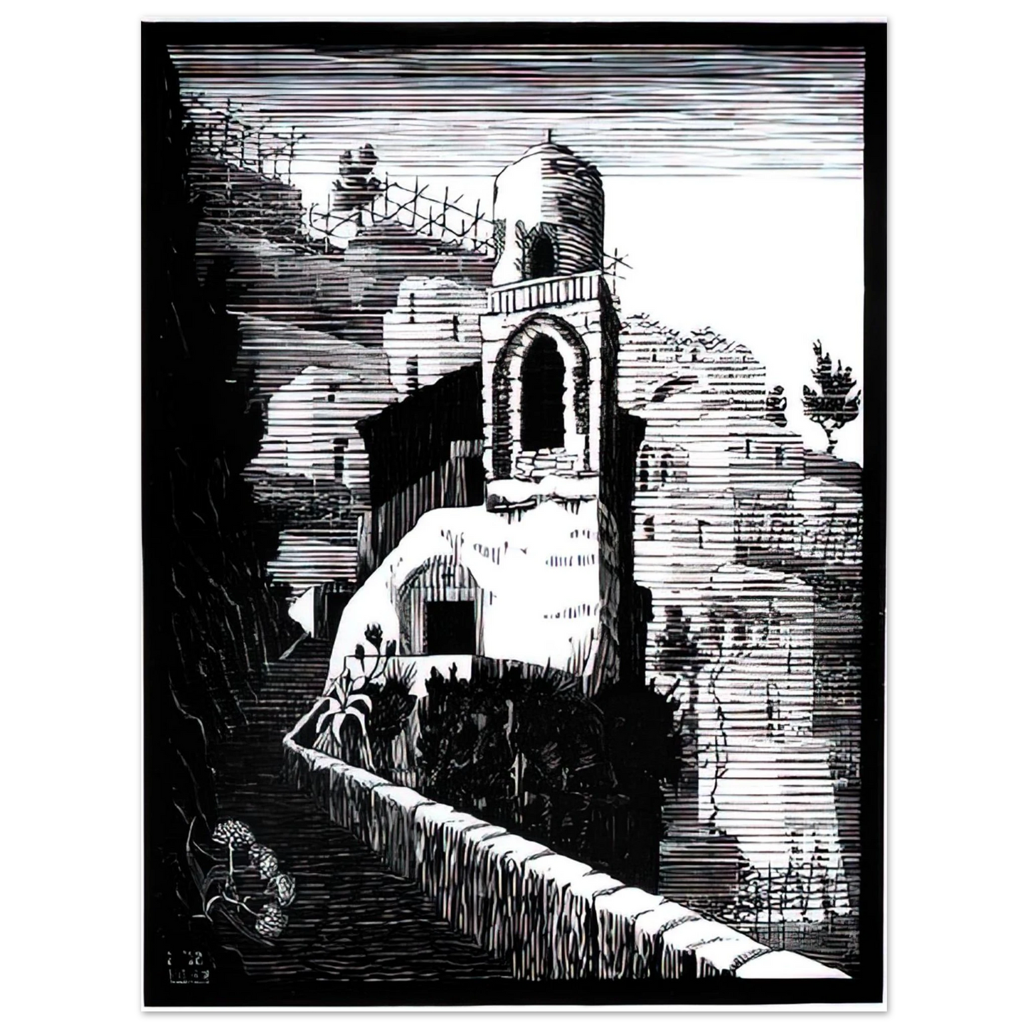 MC Escher - SAN GIOVANNI RAVELLO FEBRUARY 1932 1932 Wall Art - 21x29.7 cm / 8x12" - Fine Art Poster - -