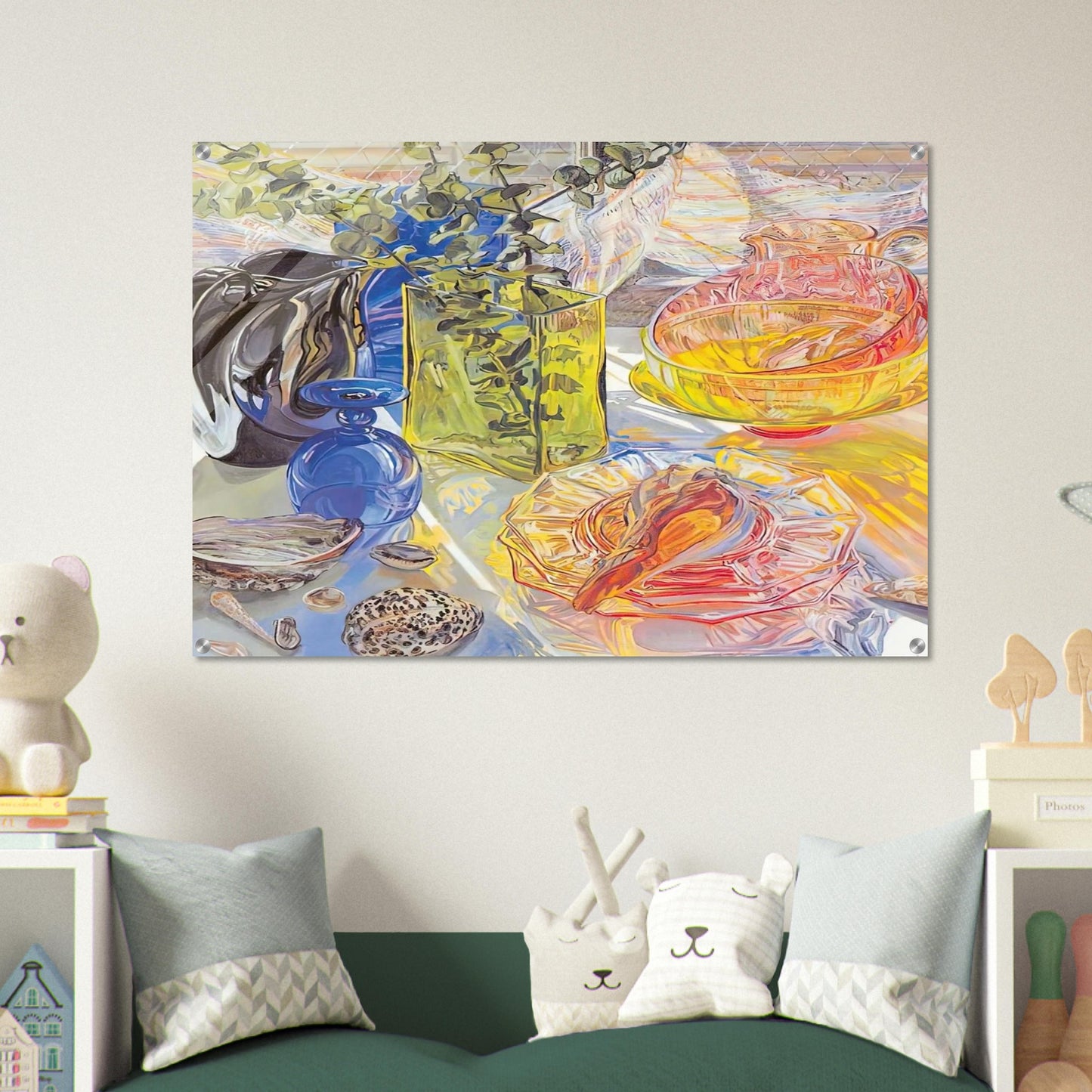 GLASS AND SHELLS 1990 - Janet Fish Acrylic Print - 70x100 cm / 28x40″ inches | Janet Fish Wall Art | Janet Fish Prints