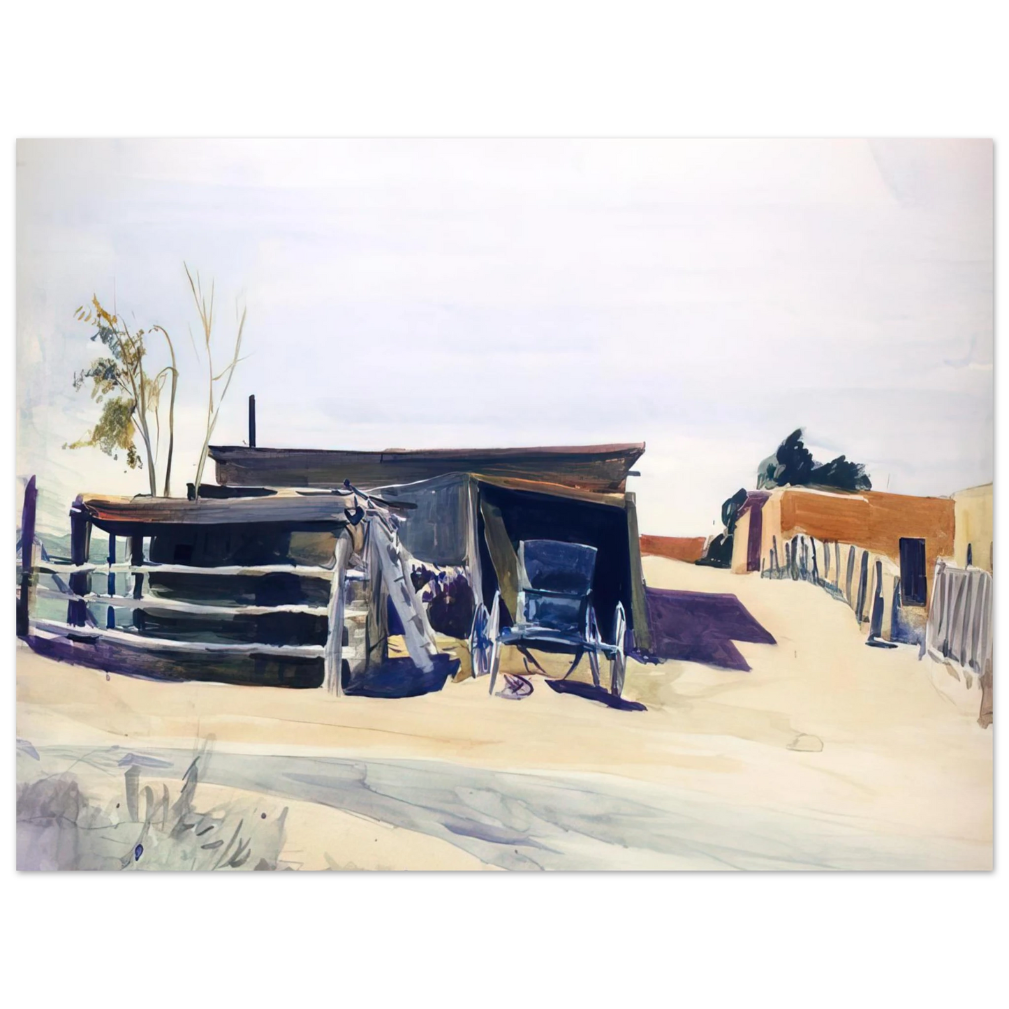 Edward Hopper - Adobes and Shed, New Mexico Fine Art Poster - 13x18 cm / 5x7 inches