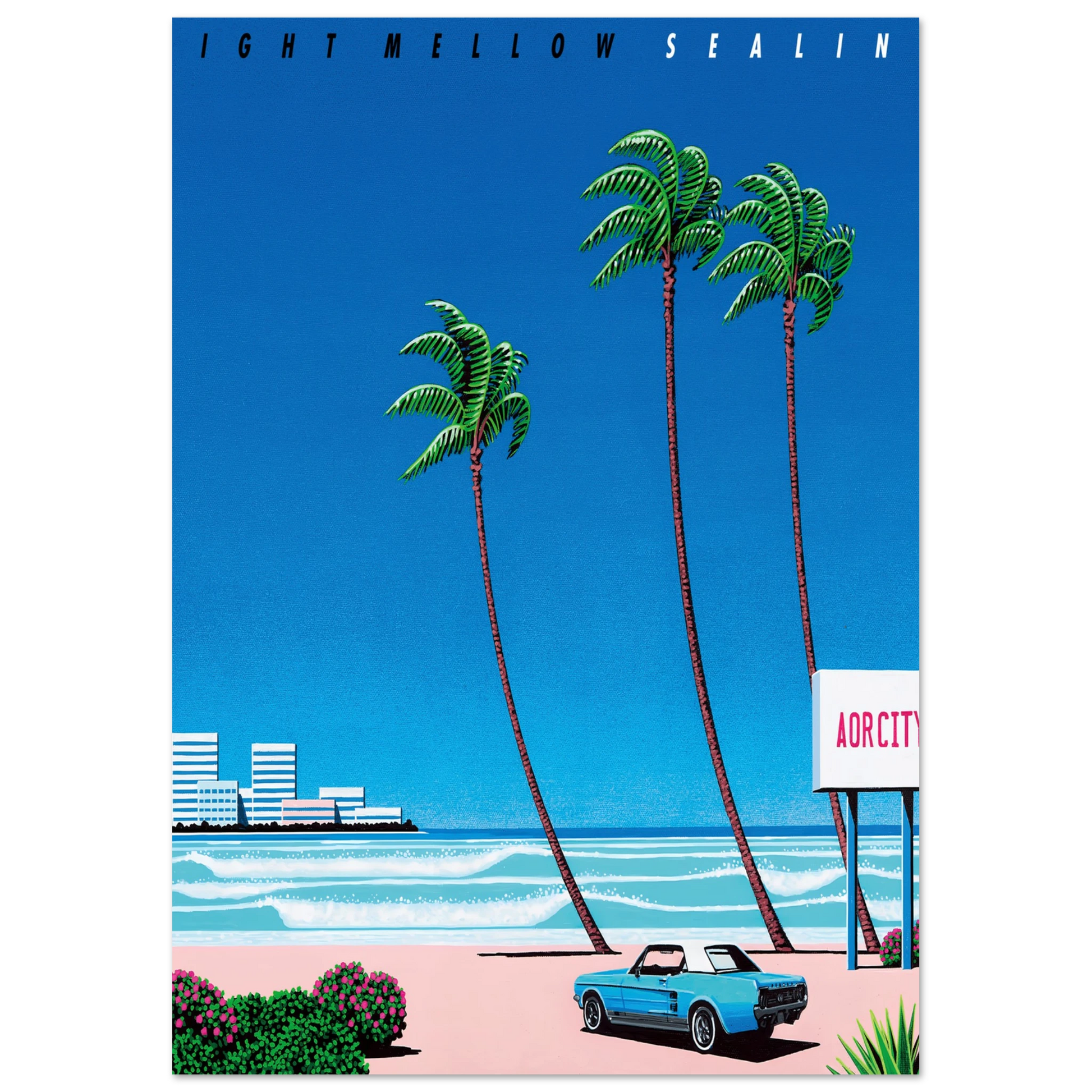 Hiroshi Nagai - Light Mellow Sealine Wall Art - 21x29.7 cm / 8x12" - Premium Wooden Framed Poster With Fine Art Paper - White frame