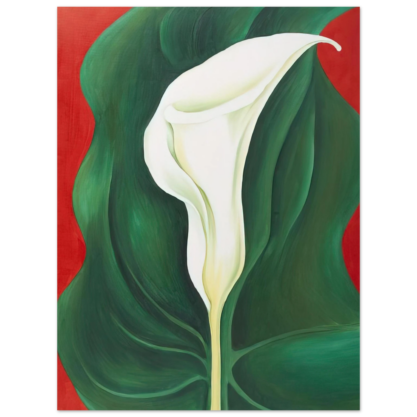 Georgia O'Keeffe - Single Calla Lily  Red  Fine Art Poster - 13x18 cm / 5x7 inches