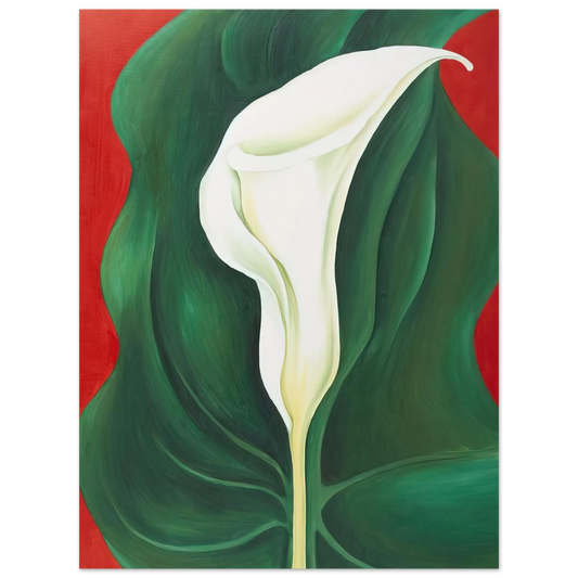 Georgia O'Keeffe - Single Calla Lily  Red  Fine Art Poster - 13x18 cm / 5x7 inches