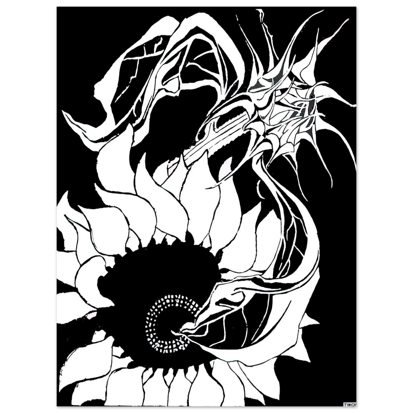 MC Escher - SUNFLOWERS Wall Art - 30x40 cm / 12x16 inches - Premium Wooden Framed Poster With Fine Art Paper - White frame