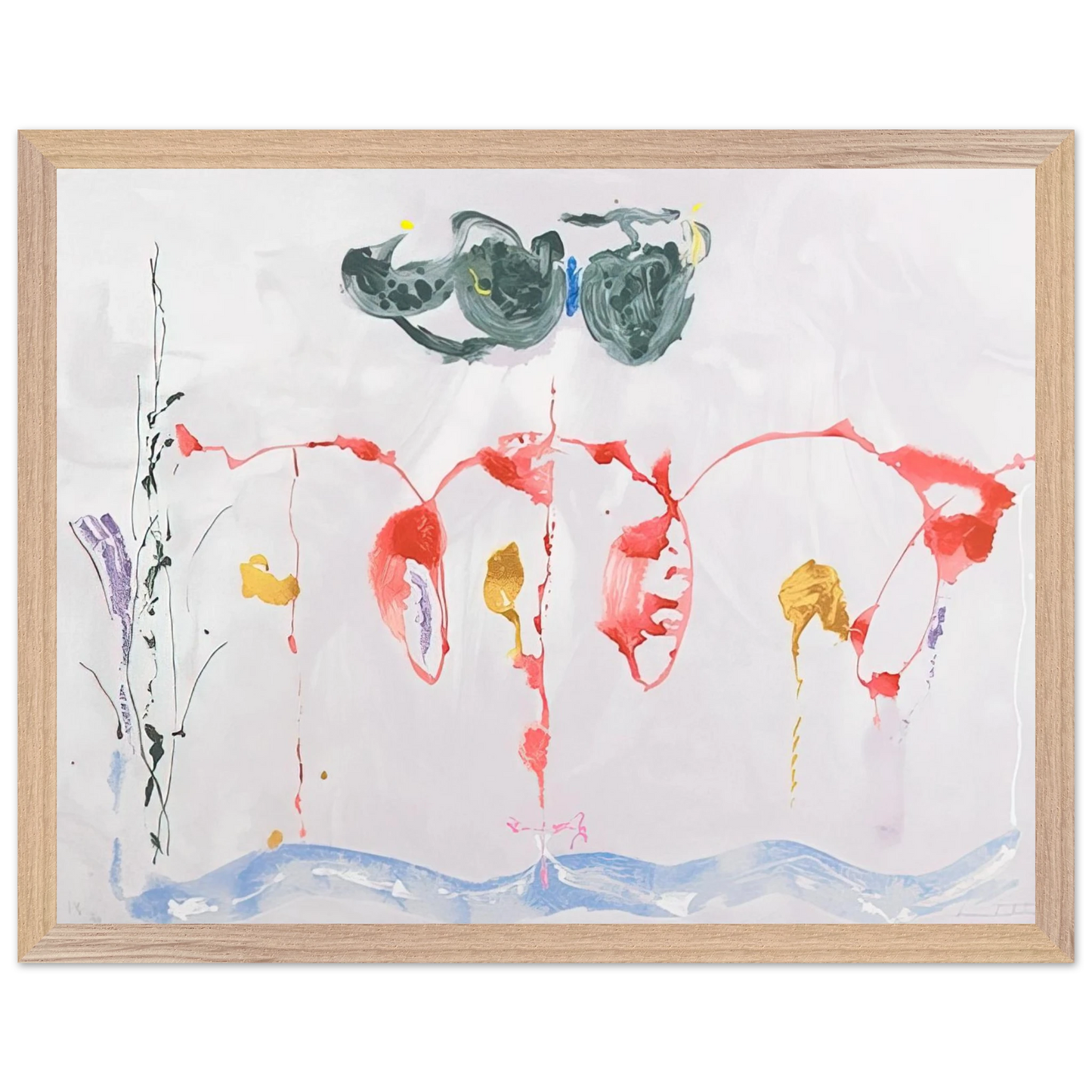 Helen Frankenthaler - Aerie - 2009 Wall art - 60x80 cm / 24x32 inches - Premium Wooden Framed Poster With Fine Art Paper - Black frame