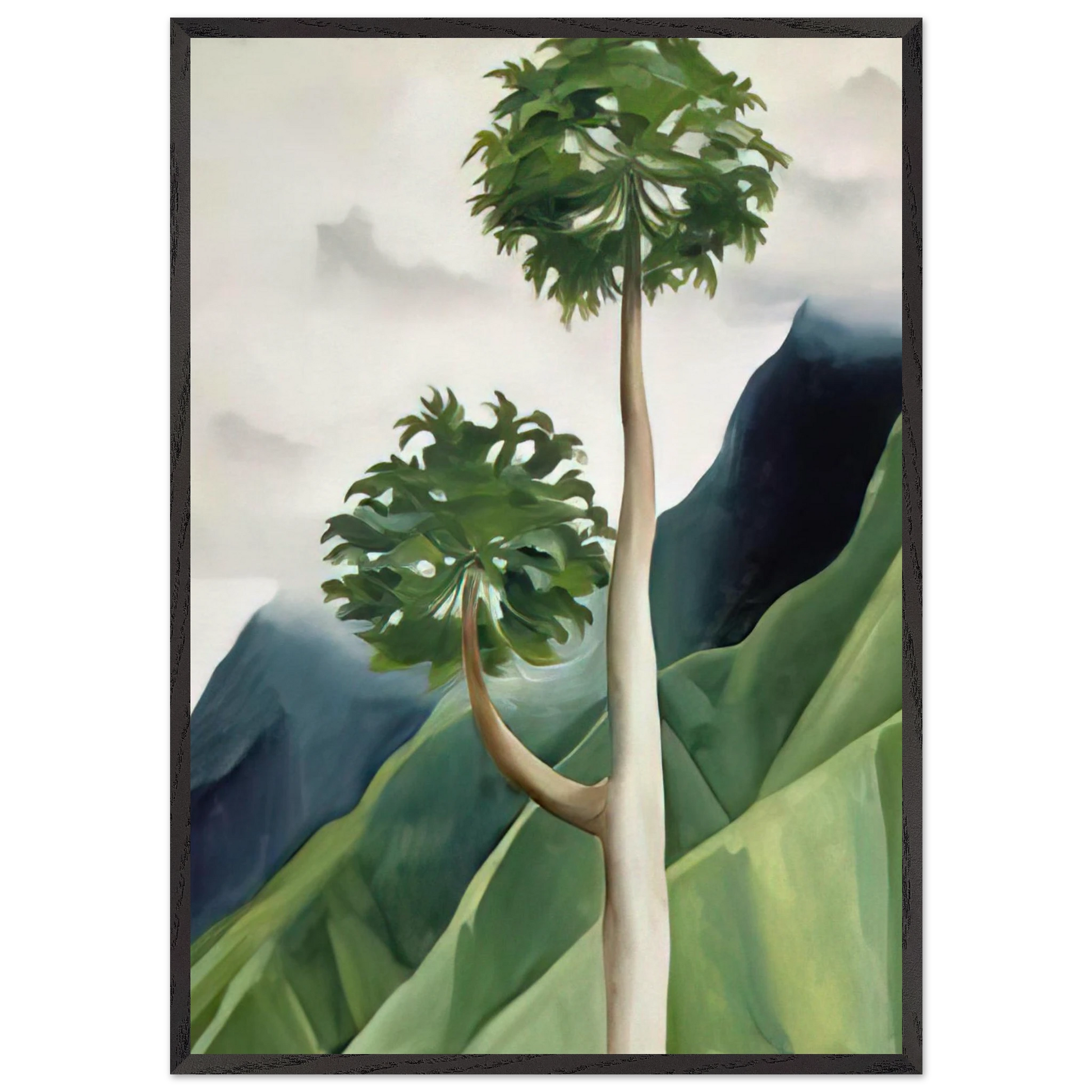 Papaya Tree-Iao Valley - Georgia OKeeffe 70x100 cm / 28x40 inches Framed Art Print – Black Wooden Frame