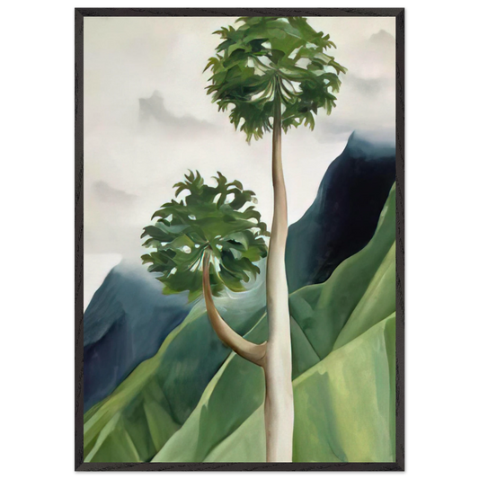 Papaya Tree-Iao Valley - Georgia OKeeffe Framed Art Print – Black Wooden Frame - Default Title - -Framed Art Print