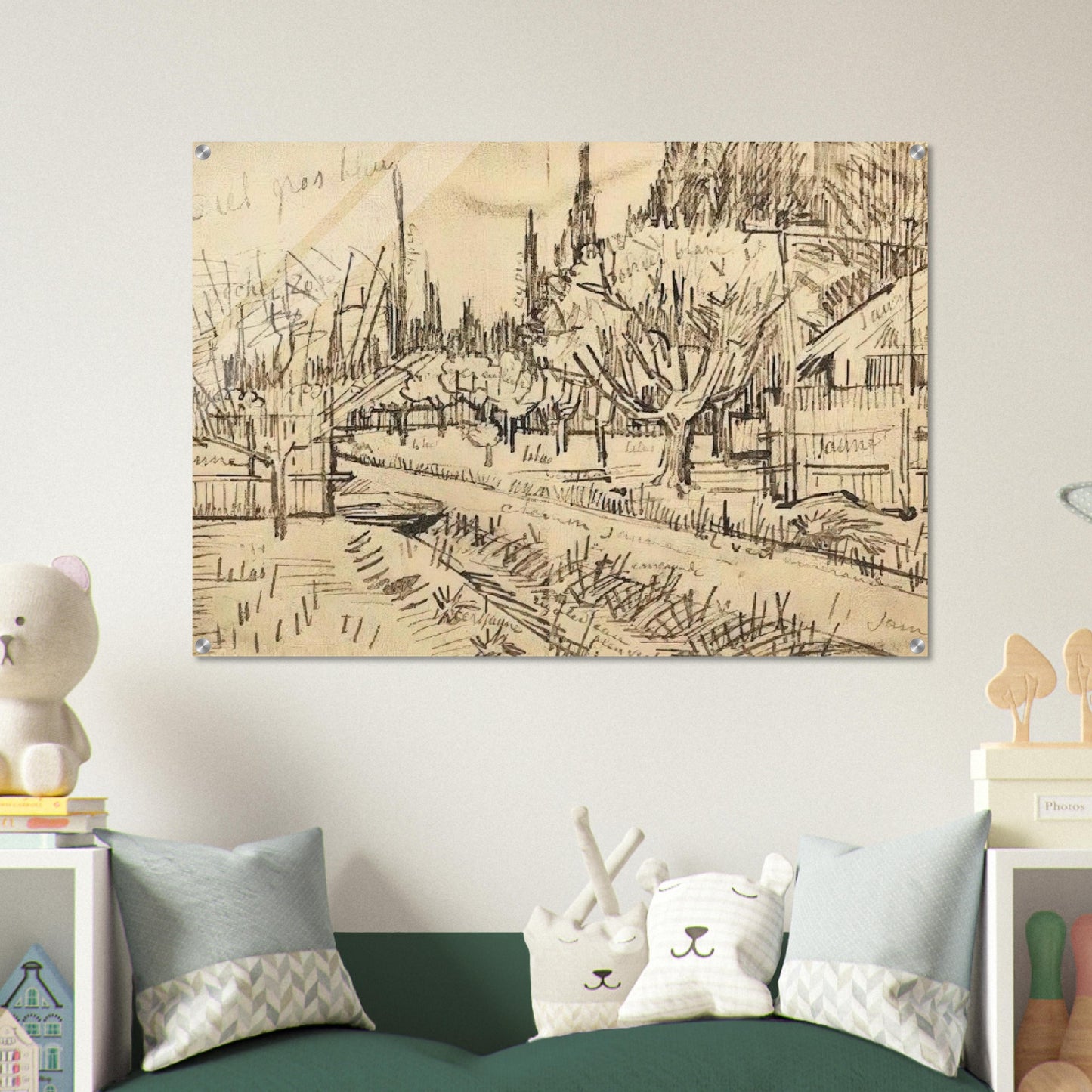 Orchard Surrounded by Cypresses - Vincent van Gogh Acrylic Print - 70x100 cm / 28x40″ inches | Vincent van Gogh Wall Art | Vincent van Gogh Prints