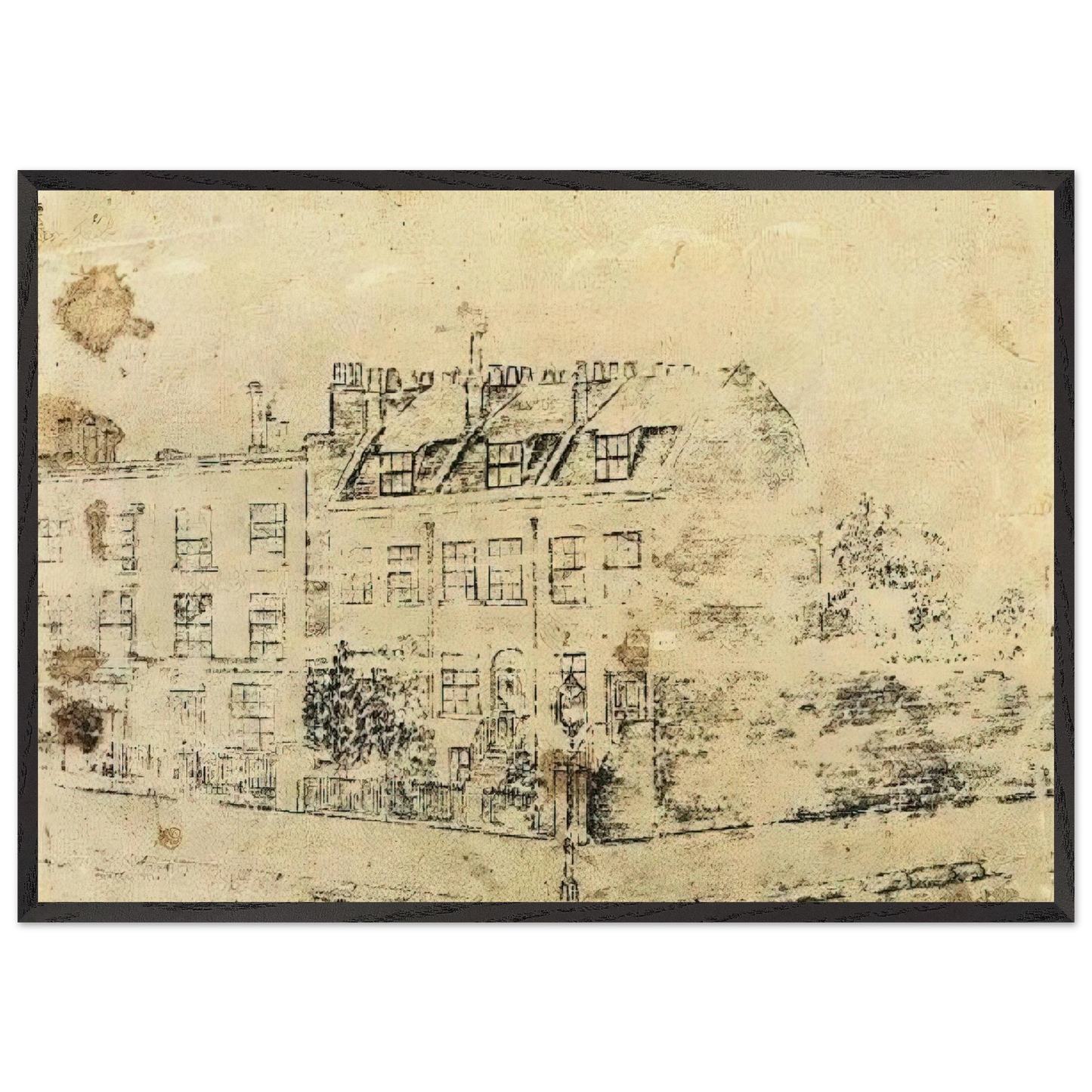 Vincents Boarding House in Hackford Road Brixton London - Vincent van Gogh Framed Art Print – Black Wooden Frame - Default Title - -Framed Art Print