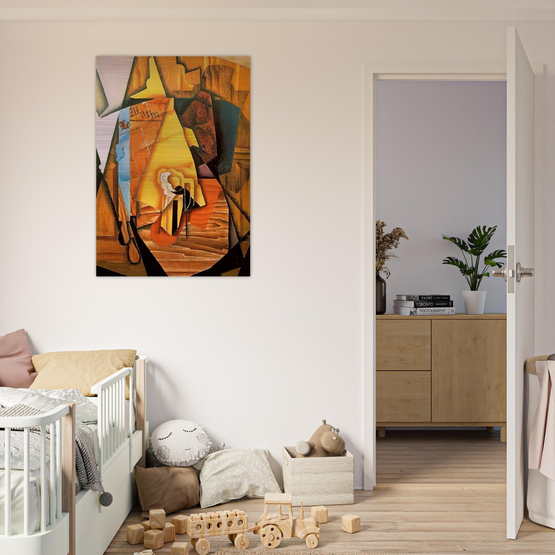 A MAN IN A CAFE 1914 - Juan Gris Brushed Aluminum Print - 70x100 cm / 28x40 inches | Juan Gris Aluminum Print | Juan Gris Prints