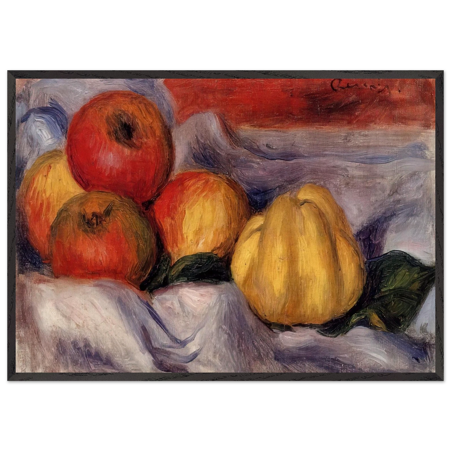 Still Life with Apples N1 - Pierre-Auguste Renoir Framed Art Print – Black Wooden Frame - Default Title - -Framed Art Print