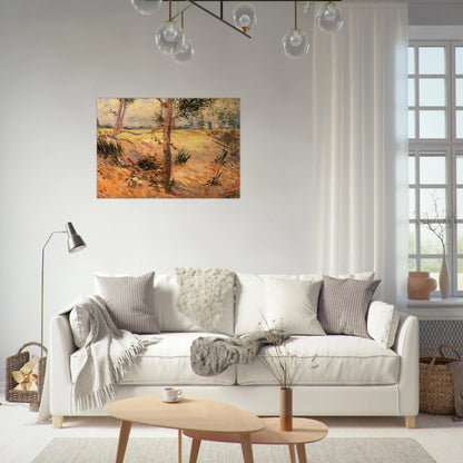 Trees in a Field on a Sunny Day - Vincent van Gogh Brushed Aluminum Print - 70x100 cm / 28x40 inches | Vincent van Gogh Aluminum Print | Vincent van Gogh Prints