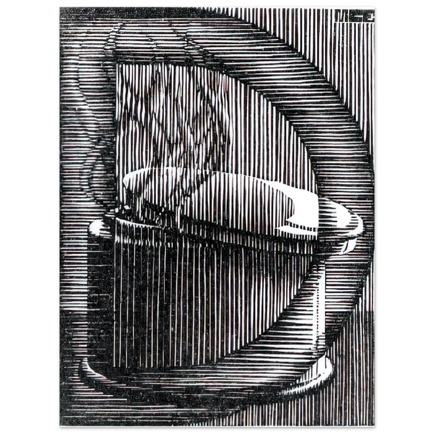 MC Escher - INITIAL D Wall Art - 30x40 cm / 12x16 inches - Premium Wooden Framed Poster With Fine Art Paper - Wood frame